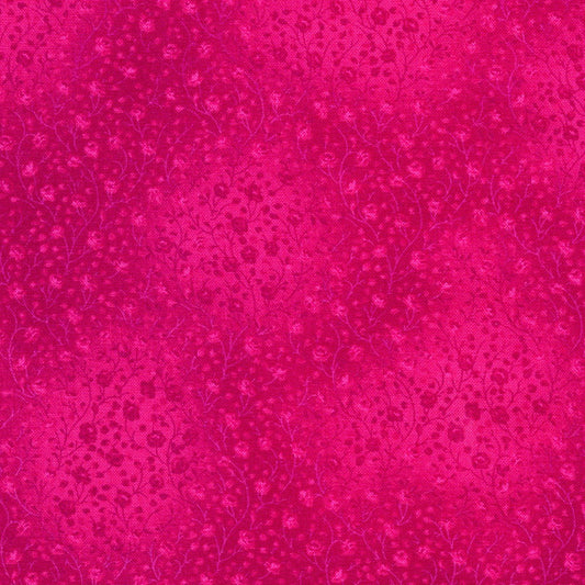 Fusions Flamingo Pink Floral Leaf Branch Robert Kaufman Cotton Fabric