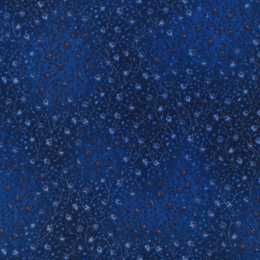 Fusions Navy Blue Floral Leaf Branch Robert Kaufman Cotton Fabric RK-EY-4070-27