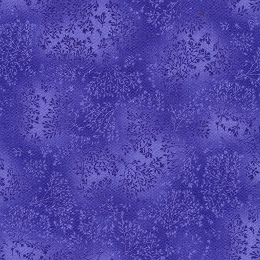 Fusions Pansy Purple Floral Leaf Branch Robert Kaufman Cotton Fabric