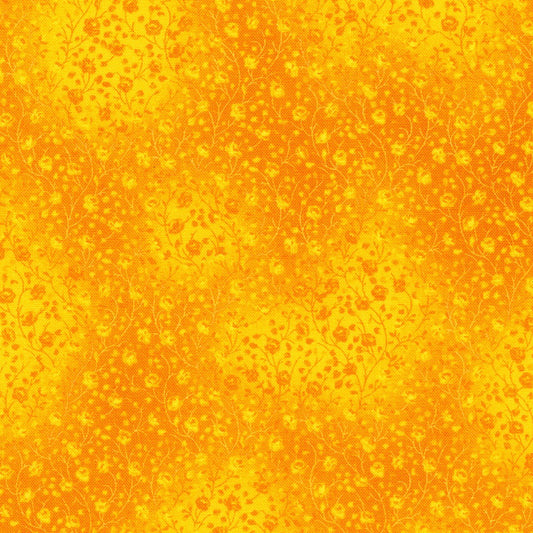 Fusions Collection Sunshine Yellow Leaf Branch Floral Robert Kaufman Cotton Fabric