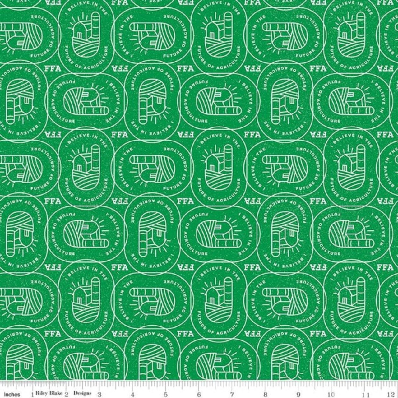 FFA Forever Blue 2 Farm Patch Green Riley Blake Designs Cotton Fabric RB-C15854-GREEN