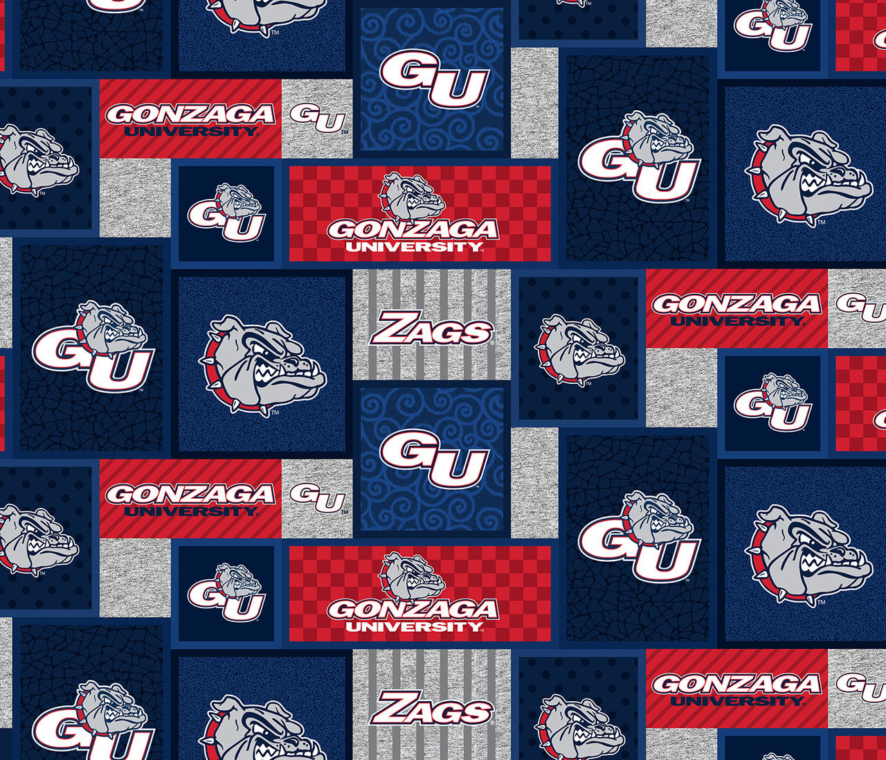Gonzaga Bulldogs NCAA College Patch Sykel Enterprises Polyester Fleece Fabric GONZ-1177 | US Fabric Shop