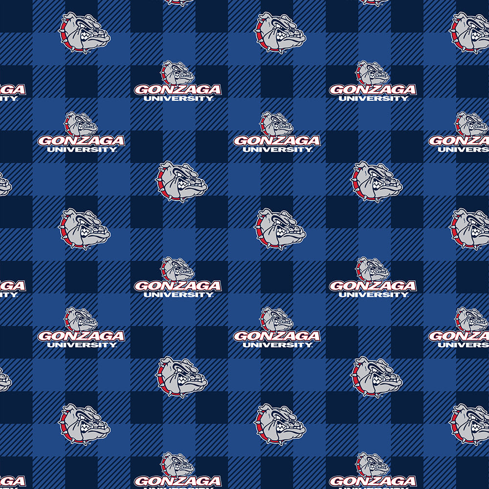 Gonzaga Bulldogs NCAA College Buffalo Plaid Sykel Enterprises Polyester Fleece Fabric GONZ-1190