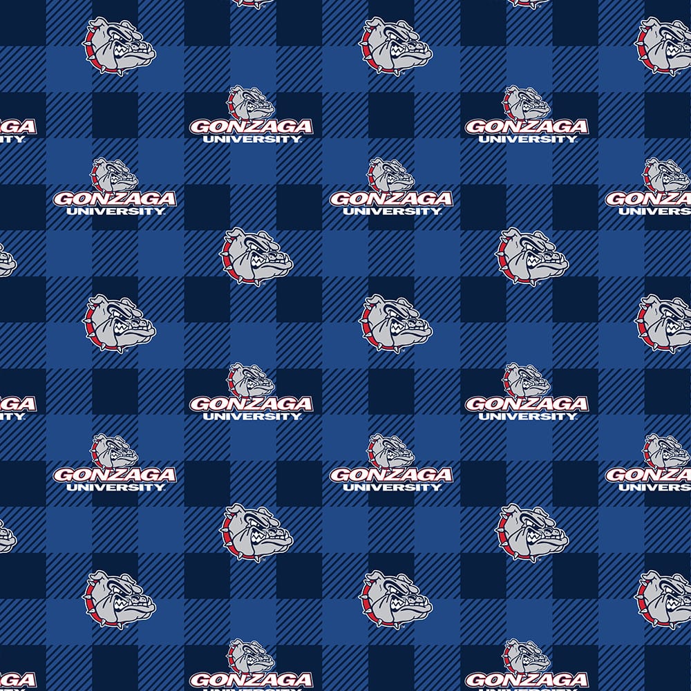 Gonzaga Bulldogs NCAA College Buffalo Plaid Sykel Enterprises Polyester Fleece Fabric GONZ-1190 | US Fabric Shop