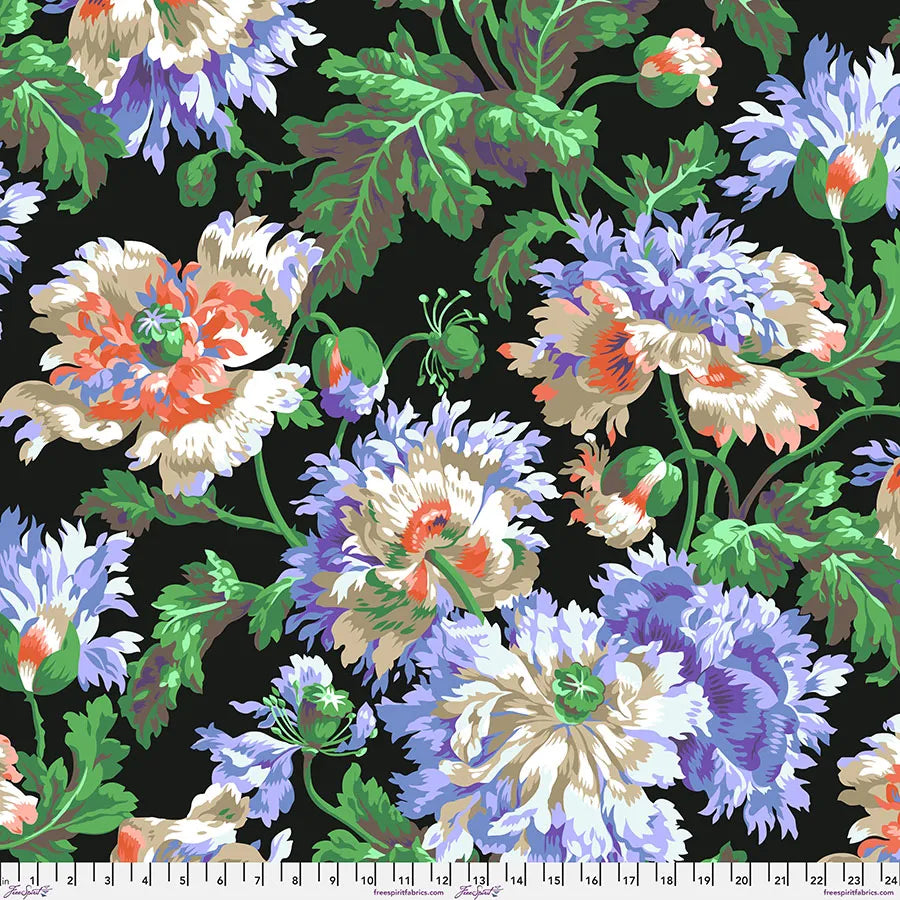 Garden Party Contrast Black Philip Jacobs February 2024 Kaffe Fassett Collective Free Spirit Cotton Fabric FS-PWPJ020.Contrast