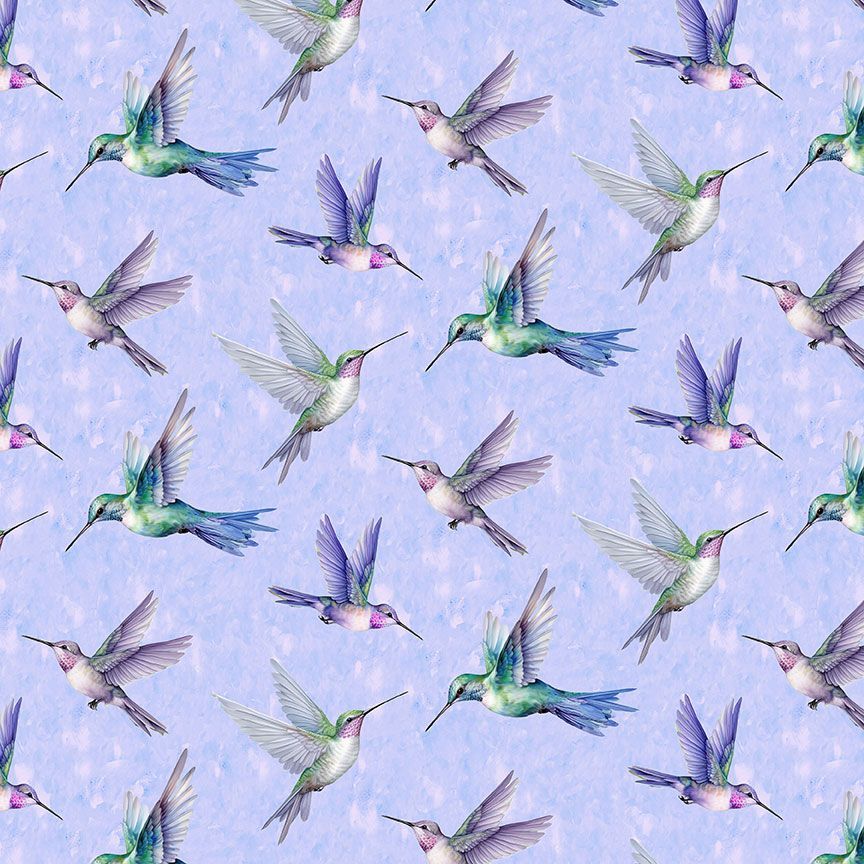 Garden Delight Flying Hummingbirds Multi Timeless Treasures Cotton Fabric TT-BIRD-CD3507-MULTI