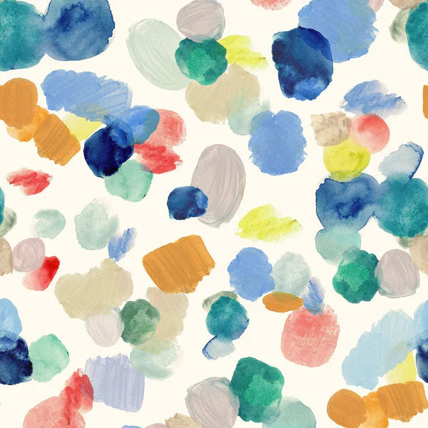 Garden Explorer Dreamer Paint Garden White Multi Wee Blue Bell Lewis & Irene Cotton Fabric LI-WB019