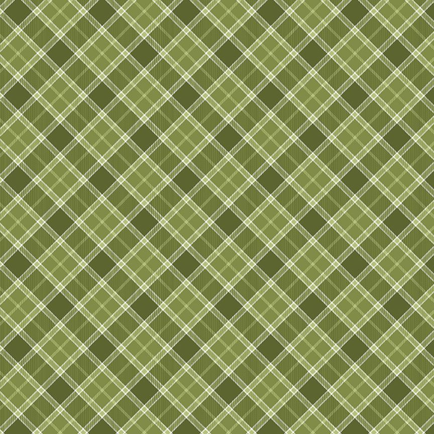 Gather with a Grateful Heart Bias Plaid Green Timeless Treasures Cotton Fabric TT-PLAID-CD3522-GREEN