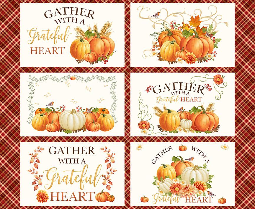 Gather with a Grateful Heart Harvest Placemats Panel 36" Timeless Treasures Cotton Fabric TT-PANEL-CD3511-MULTI