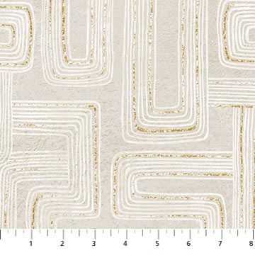 Gatsby Rectangles Metallic Cream Taupe Deborah Edwards Northcott Cotton Fabric NC-29253M-12