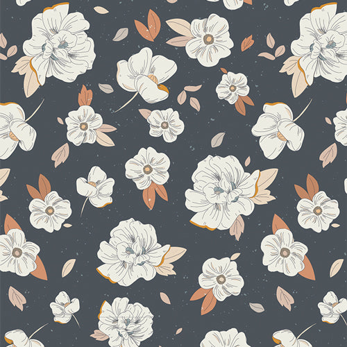 Gayle Loraine Magnolia Dreams Night Gray Elizabeth Chappell Art Gallery Cotton Fabric AGF-GAL-34900