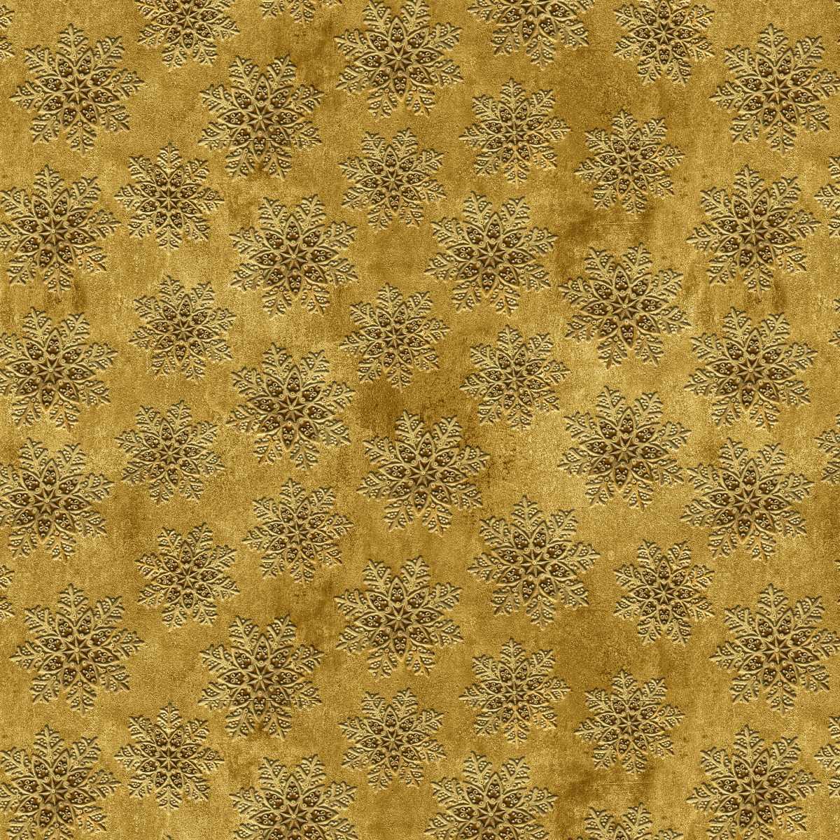 Gears & Garland Snowflakes Gold Urban Essence Blank Quilting Cotton Fabric BQ-4824-30 | US Fabric Shop