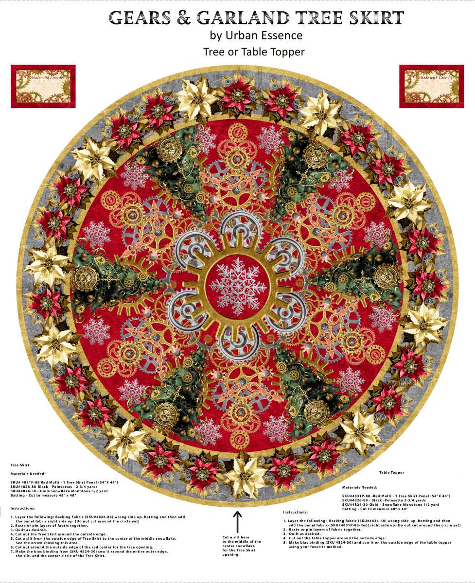 Gears & Garland Steampunk Truck Skirt Panel 54"x54" Urban Essence Blank Quilting Cotton Fabric BQ-4831P-88 | US Fabric Shop