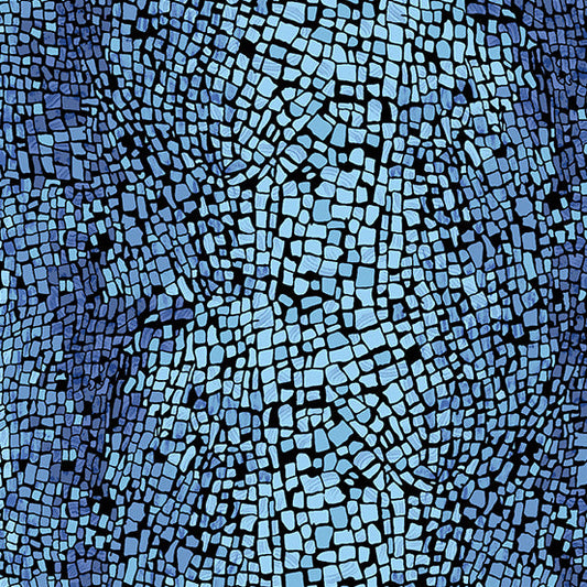 Gemma Abstract Mosaic Blue Chalcedony Eye Candy Quilts Andover Fabrics Cotton Fabric AF-A-841-B1
