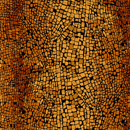 Gemma Abstract Mosaic Tiger's Eye Orange Candy Quilts Andover Fabrics Cotton Fabric AF-A-841-O1