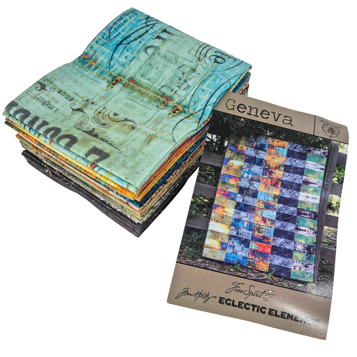 Geneva Quilt Spark Packs Fat Quarter Bundle 18"x21" 10pcs Tim Holtz Eclectic Elements Free Spirit Cotton Fabric FS-FB4SPTH.GENEVA