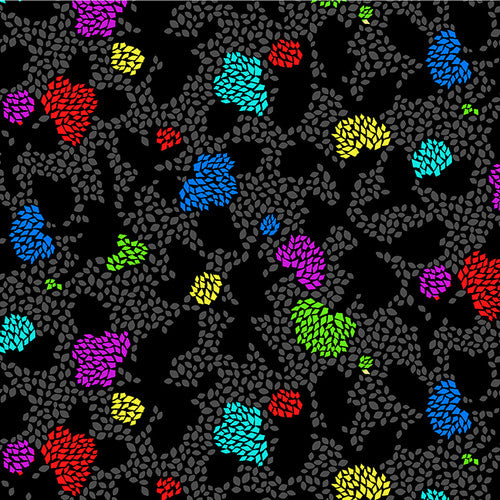 Geo Floral 108" Wide Backing Black Multi Chelsea DesignWorks Studio E Cotton Fabric SE-6183-94