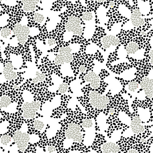 Geo Floral 108" Wide Backing White Black Chelsea DesignWorks Studio E Cotton Fabric SE-6183-9