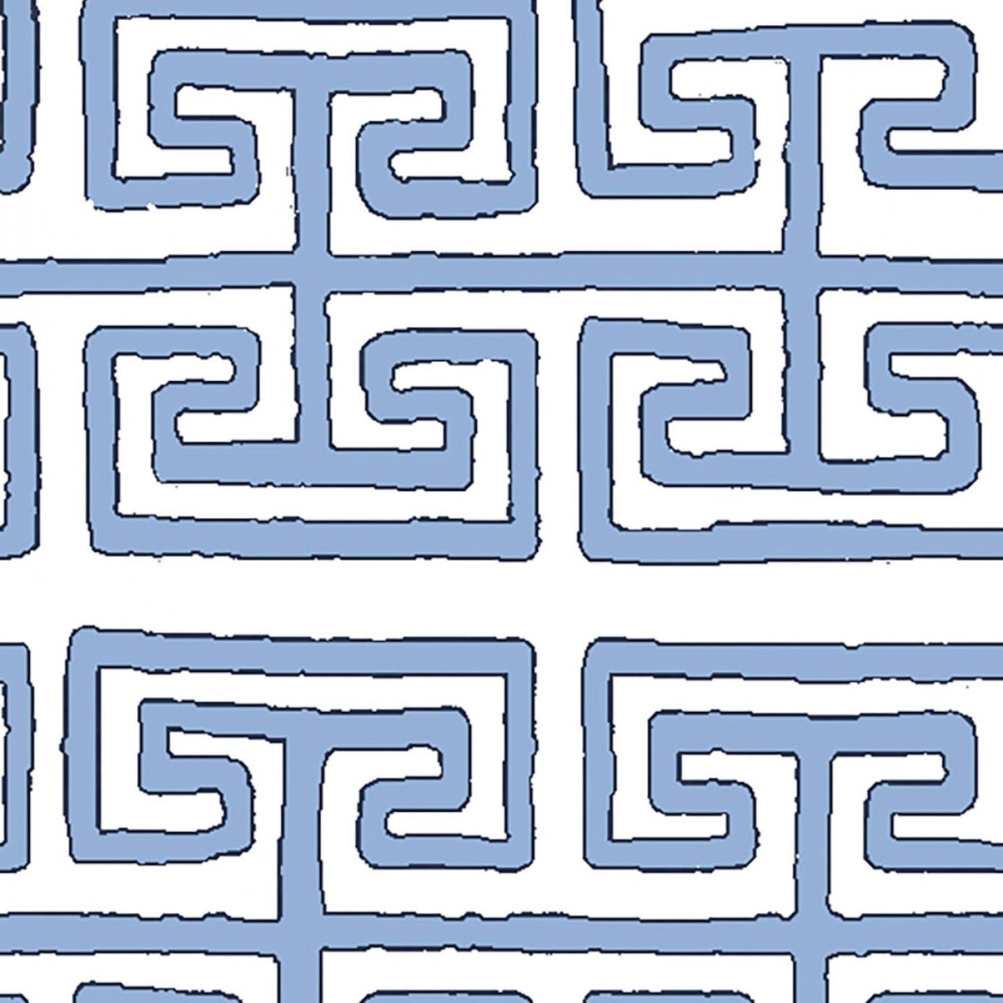 Geometric Greek Keys Blue on White Springs Creative Cotton Fabric