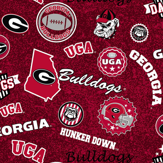 Georgia Bulldogs NCAA College Home State Sykel Cotton Fabric GA-1208