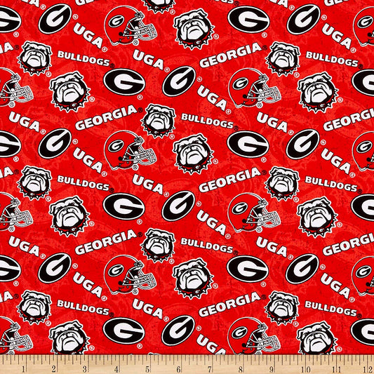 Georgia Bulldogs NCAA College Tone Tone Sykel Cotton Fabric GA-1178