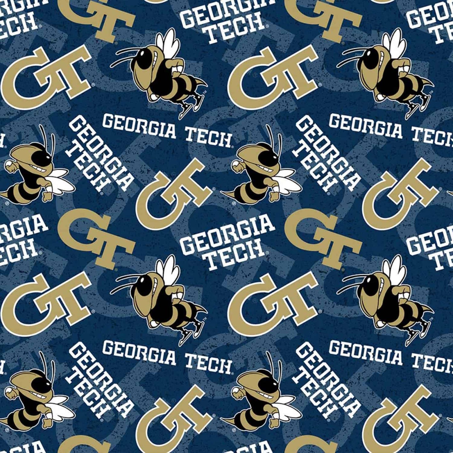 Georgia Tech Yellow Jackets NCAA College Tone Tone Sykel Cotton Fabric GIT-1178