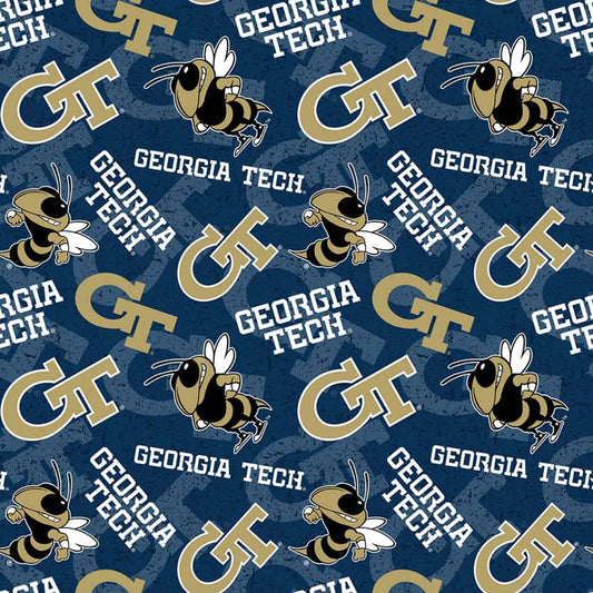 Georgia Tech Yellow Jackets NCAA College Tone Tone Sykel Cotton Fabric GIT-1178