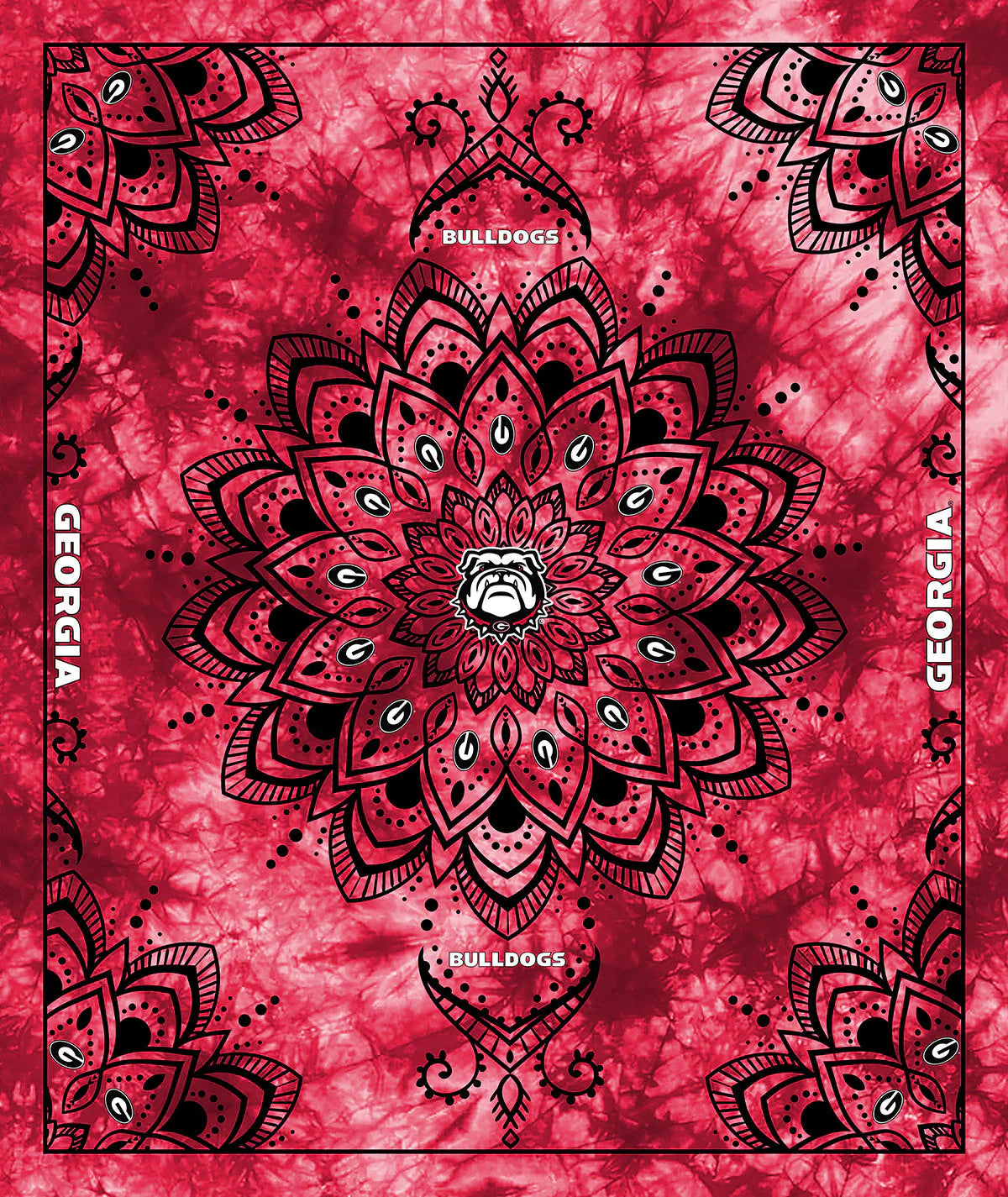 Georgia Bulldog NCAA Collegiate Tapestry Finished Panel 48''x56'' Sykel Polyester Fabric SYK-GA-1360