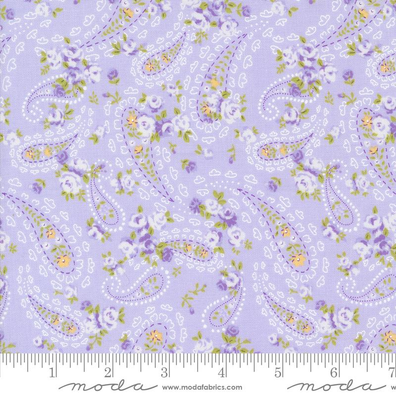Georgia Paisley Tossed Florals Tonal Lavender Purple Brenda Riddle Designs Moda Fabrics Cotton Fabric
