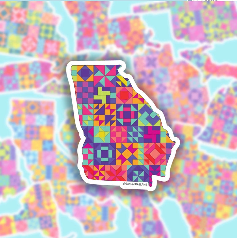 Georgia Quilt GA State Sticker Sassafras Lane Designs SLD-SADSASSSTICK-GA