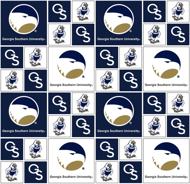 Georgia Southern Eagles NCAA College Block Sykel Enterprises Cotton Fabric GSO-020