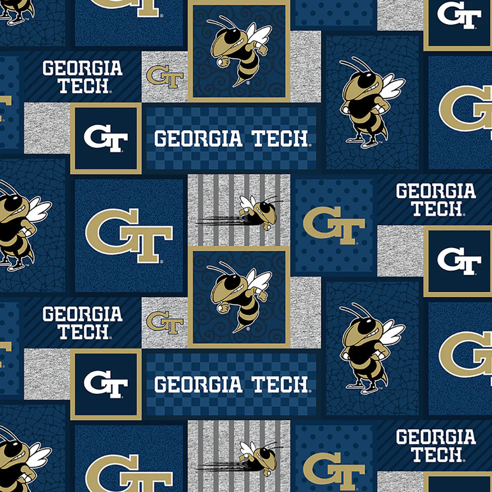 Georgia Tech Yellow Jackets NCAA College Patch Sykel Enterprises Polyester Fleece Fabric SYK-GT-1177