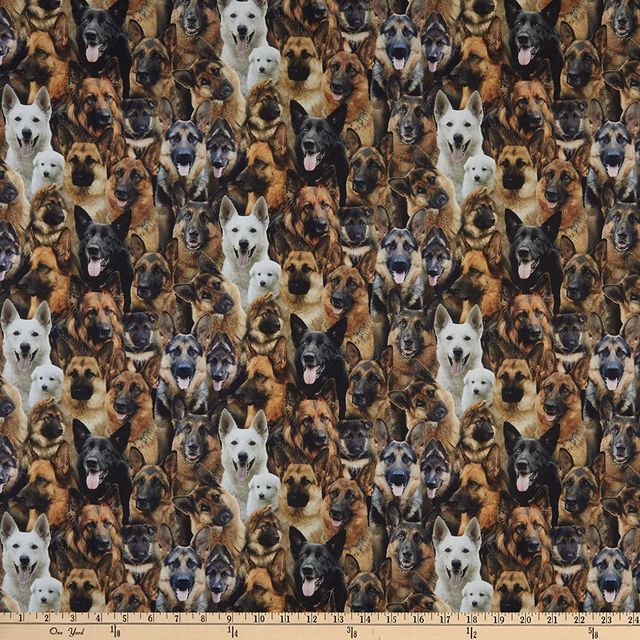 German Shephard Dog Packed Elizabeth's Studio Cotton Fabric