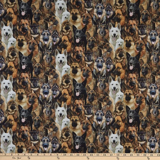 German Shephard Dog Packed Elizabeth's Studio Cotton Fabric