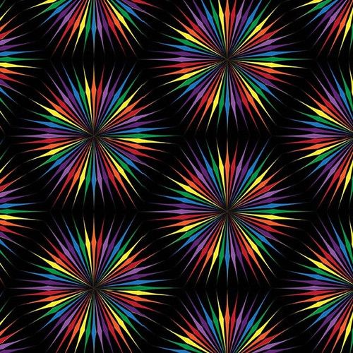 Kaleidographix Starburst Floral Black Suzan Lind Blank Quilting Cotton Fabric  Fabric BQ-2686-99