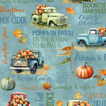 Glorious Fall Large Allover Blue Nancy Mink Wilmington Prints Cotton Fabric WP-1665-33908-448