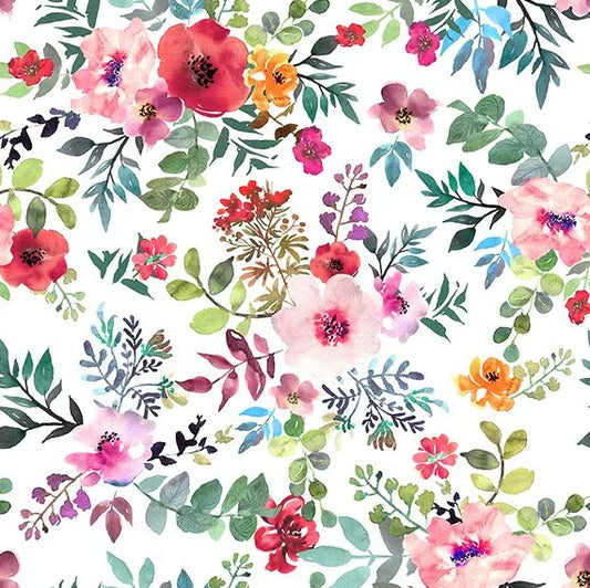 Glorious Garden Floral White Kathleen Winslow Gardner In the Beginning Fabrics Cotton Fabric ITB-3GAR-1