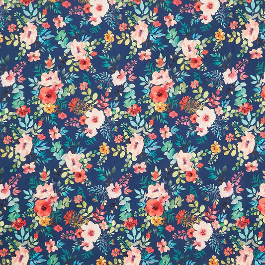 Glorious Garden Large Floral Blue Kathleen Winslow Gardner In the Beginning Fabrics Cotton Fabric ITB-2GAR-1