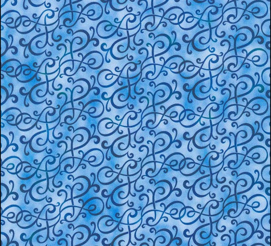 Glorious Garden Scroll Blue Kathleen Winslow Gardner In the Beginning Fabrics Cotton Fabric ITB-9GAR-1