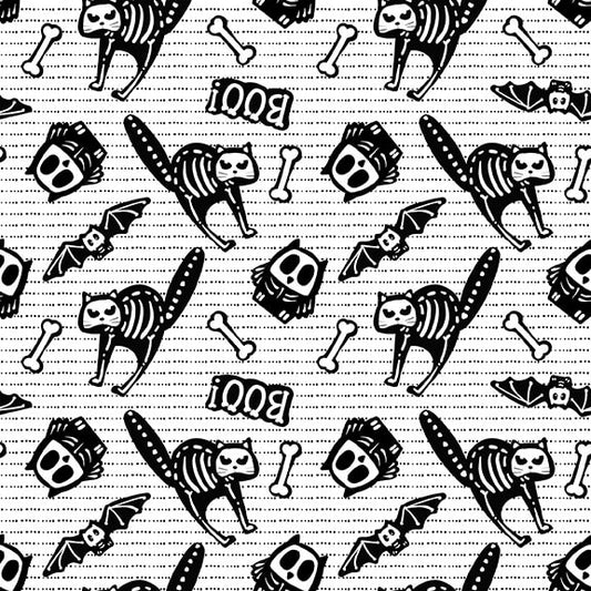 Glow Ghosts Tossed Bones of Motifs White Shelly Comiskey Henry Glass Cotton Fabric HG-9606G-9
