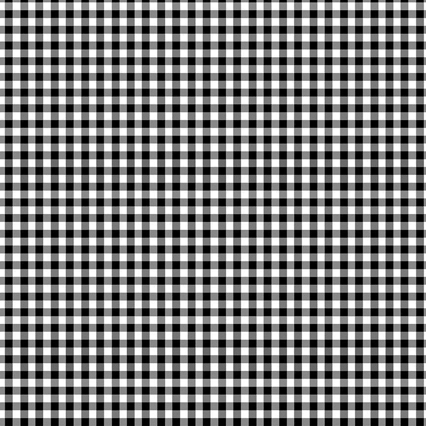 Gnome the Holidays Check Plaid Black Gail Cadden Timeless Treasures Cotton Fabric