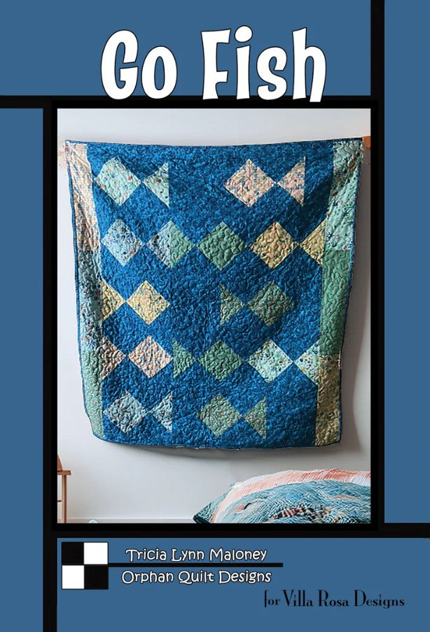Go Fish Quilt Pattern 46"x52" Orphan Quilts Villa Rosa Designs VRD-GOFISH