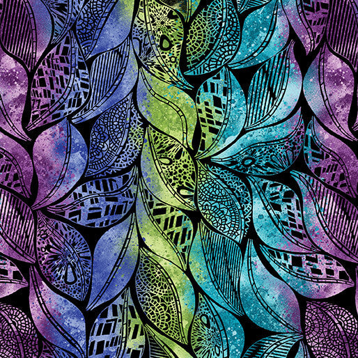 Go with the Flow Flow Black Multi Ann Lauer Benartex Quilting Fabric BE-16742-12