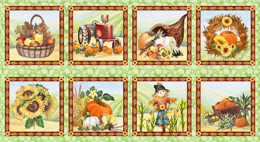 Golden Days Harvest Books Block Panel 24" Tan D DonFrancisco Blank Quilting Cotton Fabric BQ 2265-60
