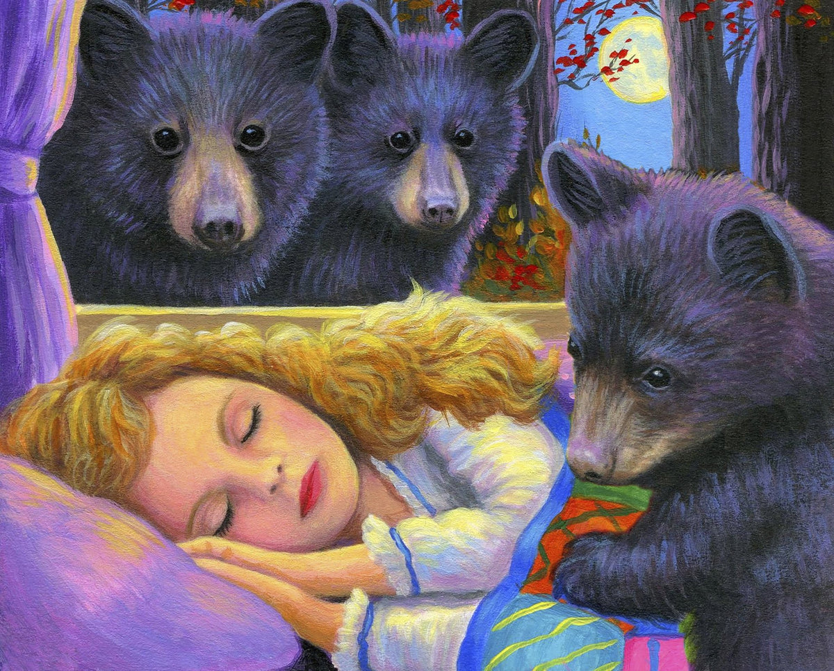 Goldilocks Girl Sleeping Panel 35.5" David Textiles Cotton Fabric DT-AL-5638-2C-1