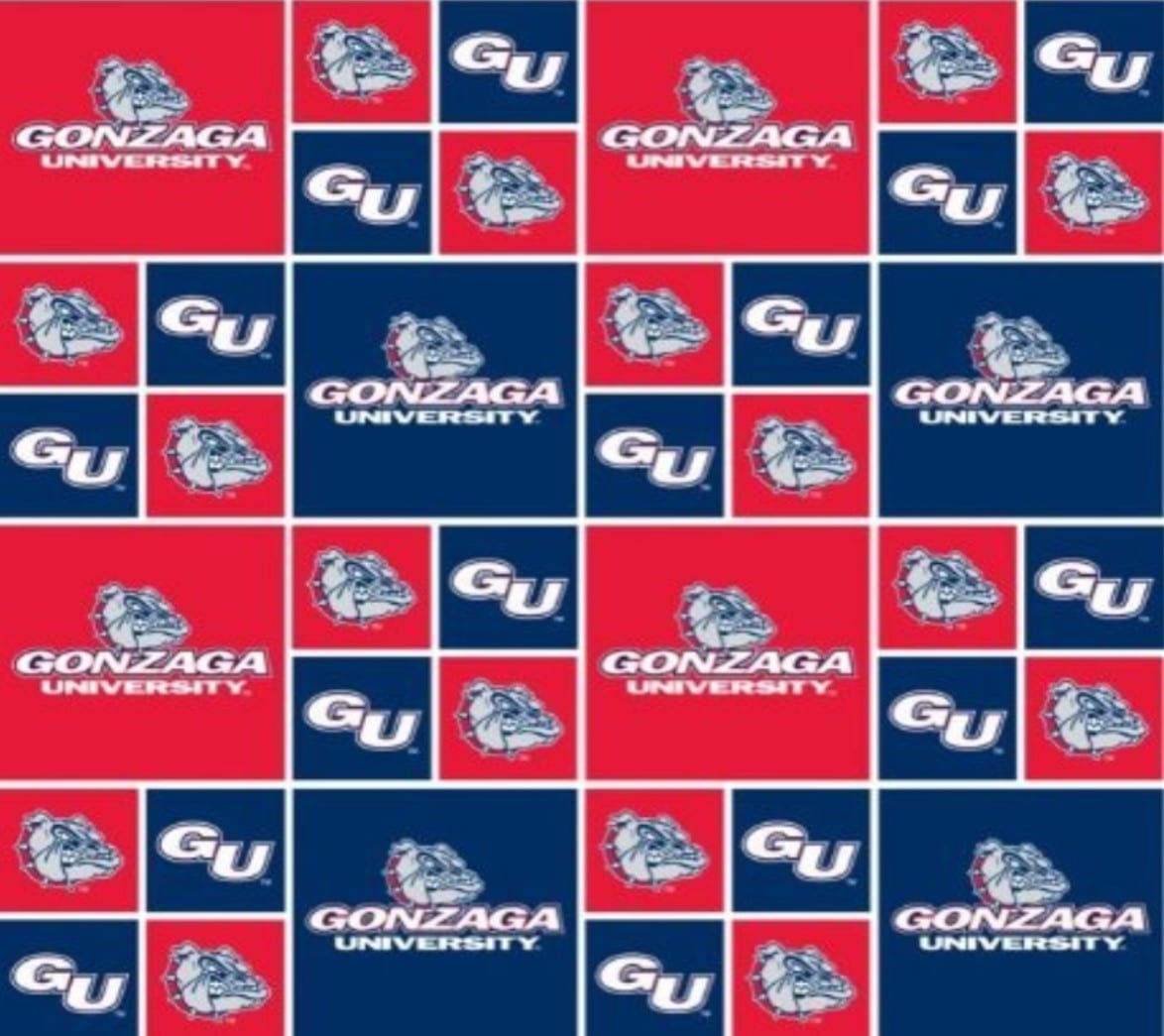 Gonzaga Bulldogs NCAA College Box Sykel Cotton Fabric GONZ-020
