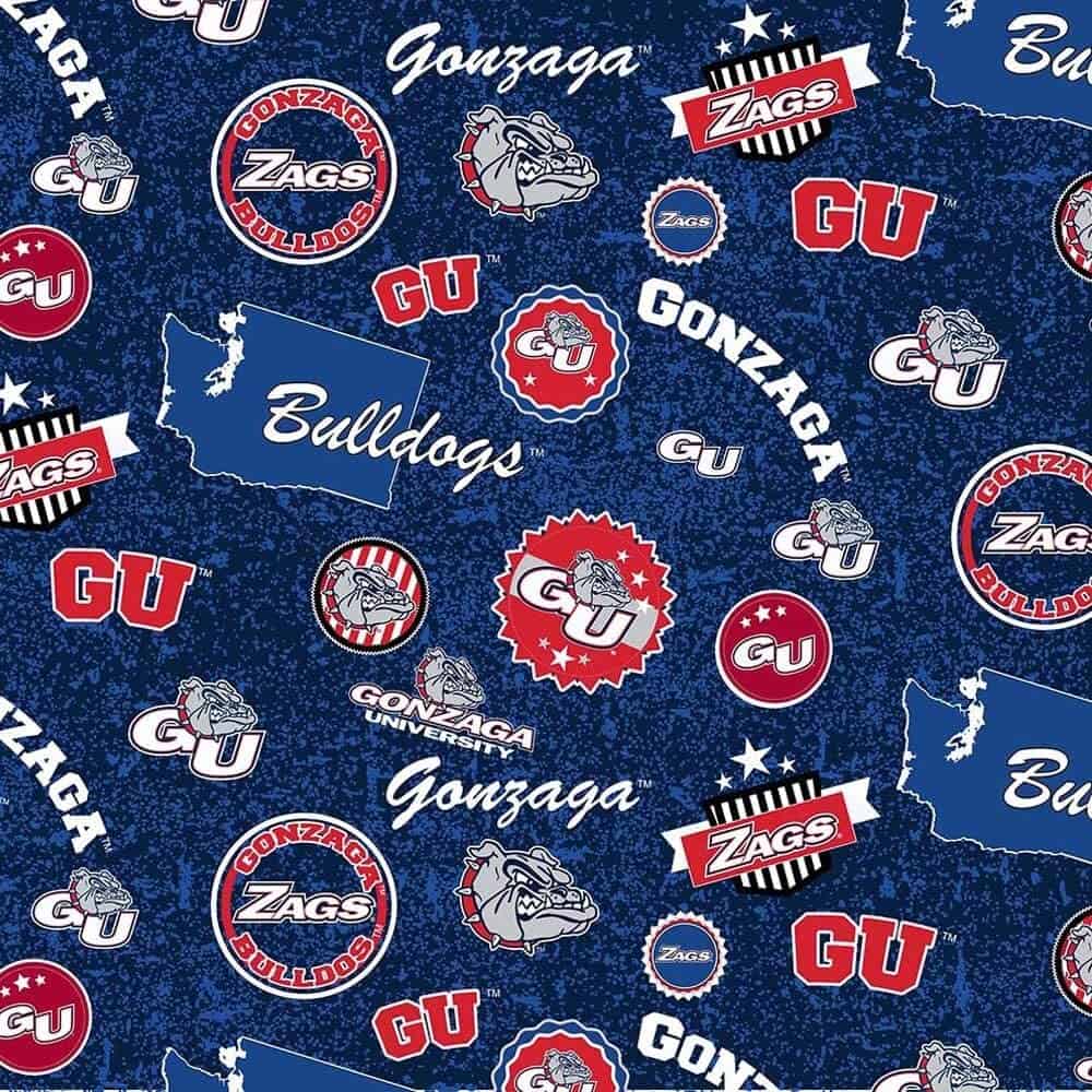 Gonzaga Bulldogs NCAA College Home State Cotton Sykel Fabric GONZ-1208
