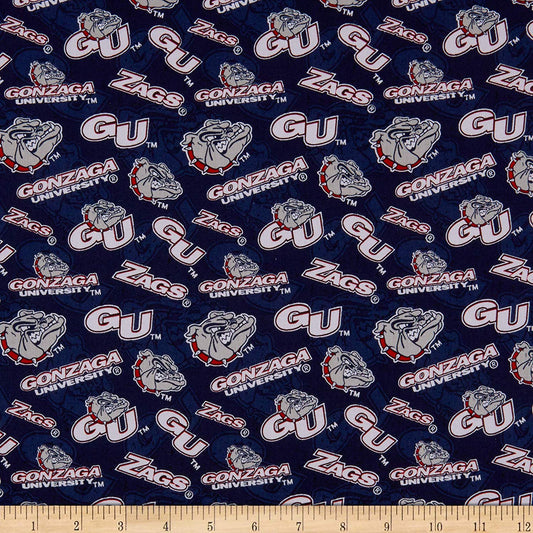 Gonzaga Bulldogs NCAA College Tone on Tone Cotton Sykel Fabric GONZ-1178