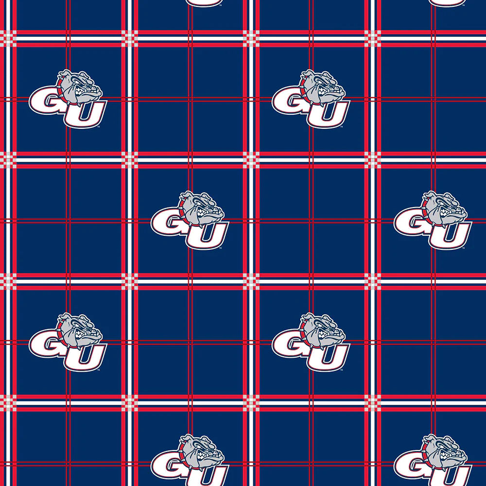 Gonzaga University Bulldogs NCAA College Plaid FLANNEL Blue Sykel Cotton Fabric