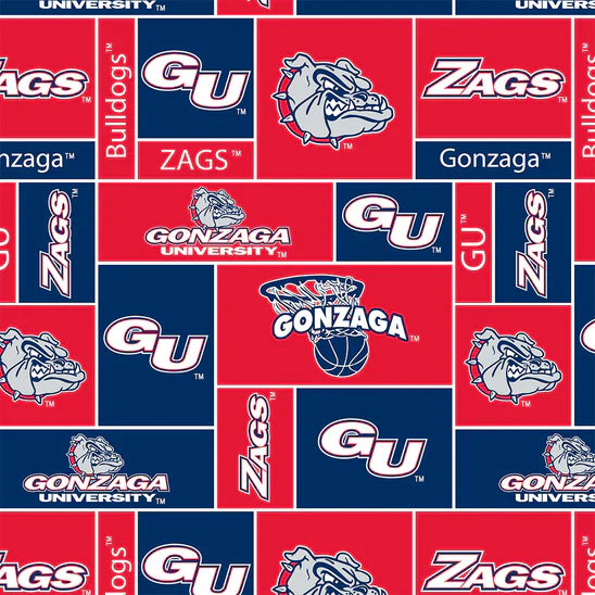 Gonzaga Bulldogs NCAA College Block Sykel Enterprises Polyester Fleece Fabric SYK-GONZ-012